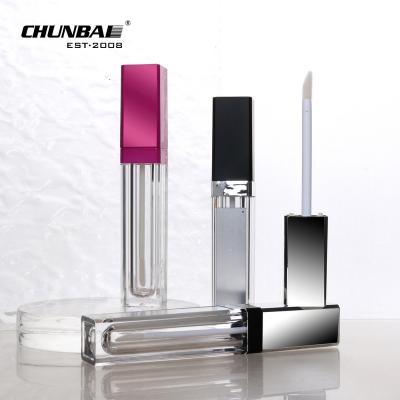 China fancy cute 5ml 8ml 10ml black pink led light clear lip gloss tubes with wands gold silver lip gloss tubes with mirror for sale