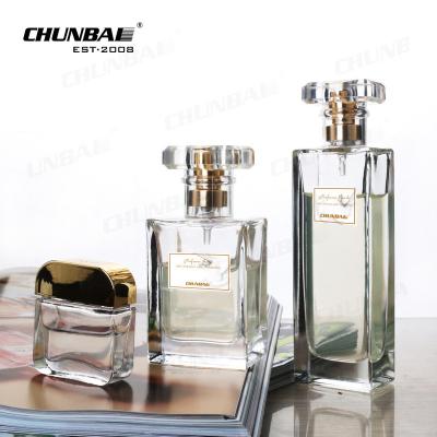 China 15ml 30ml 60ml clear frosted flat square empty glass bottle new design perfumes bottle with packaging for sale