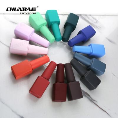 China New Arrival Modern Empty Rectangle frosted Colorful Small Screen Printer Nail Polish Square Bottle And Container for sale