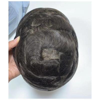 China Modern New Design Men's Toupee Long Hairpiece Human Thin Skin Hair Toupee for sale