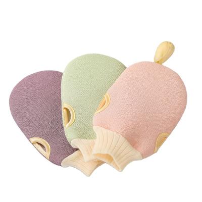 China EXFOLIATING hot selling pure color bath gloves / small grain scrub glove / thick bath gloves used for exfoliating for sale