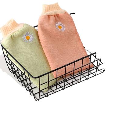 China EXFOLIATING manufacturers direct sales sheer color bath gloves/embroidery bath gloves/thick bath gloves used for exfoliating for sale