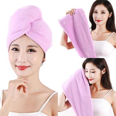 China QUICK DRY SPA Women's Super Absorbent Quick Dry Soft Magic Turban Towel With Buttons Twist Wrap Microfiber Hair Towel for sale