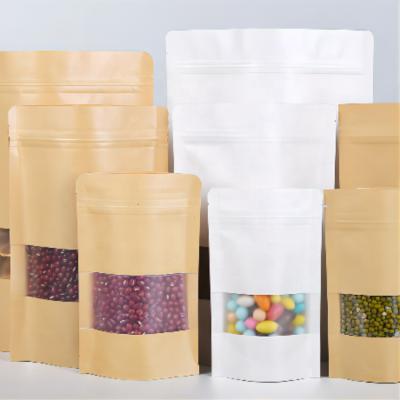 China Recyclable Window Kraft Paper Bag Frosted Kraft Paper Bag Tea Self Sealing Bag for sale