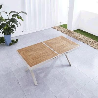 China Eco-friendly Aluminum Sight Table Top Plastic Wood Outdoor Extension Table Extended 180cm to 240cm for sale