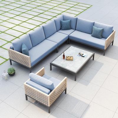 China Eco-friendly Garden Aluminum Modern Corner Metal Wicker Furniture Outdoor Hotel Furniture Sofa for sale