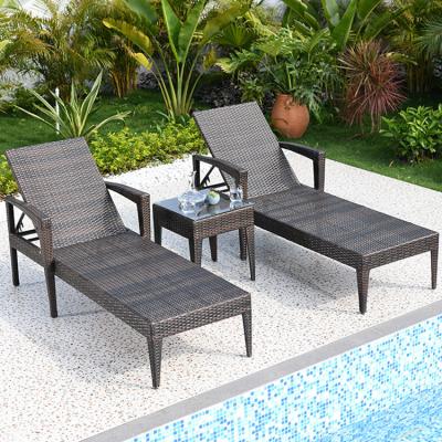 China Eco-friendly Aluminum Wicker Chaise Sun Lounge Chair Outdoor Patio Folding Bed Furniture Hotel Pool Chair for sale