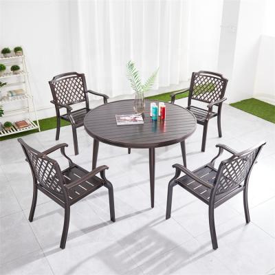 China Eco - Friendly Modern Rainproof 4 Chairs And 1 Round Table Dining Set Cast Aluminum Outdoor Garden Furniture for sale