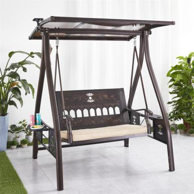 China Eco-friendly Outdoor Patio Aluminum Swings 2 Seater Cushion Garden Swing Chair Infill Canopy for sale