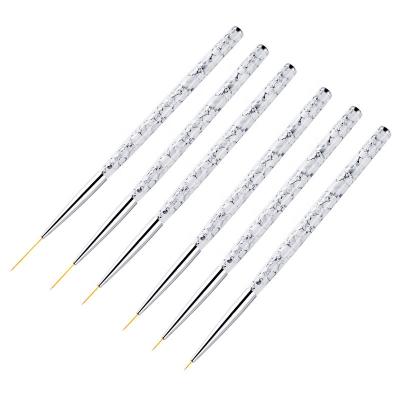 China New White Marble NAIL Pattern Stem Pull Pen 3 Pcs/Set Line Pen Set Art Nail Painting Suction Tool for sale