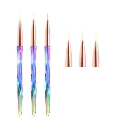 China Wholesale Acrylic NAIL Sequin Stem Pull Pen 3 Pcs/Set Line Pen Set Art Tool Nail Painting Suction Phototherapy Pen for sale