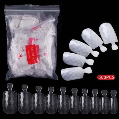 China Wholesale 500pcs/bag full cover rhombus french nail tips fakenail practice false nail for sale