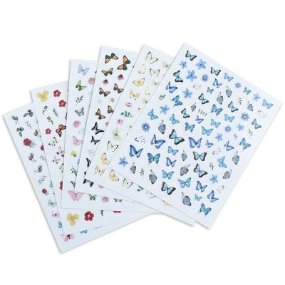 China Nail Art Decoration Colorful Butterfly Nail Sticker 2021 New For Nail Art Decoration Adhesive Nail Decals for sale