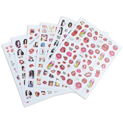 China Valentine's Day Sexy Red Mouth Sticker Nail Art Decoration Wholesale Lips Nail Adhesive DIY Decals for sale