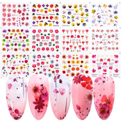 China Nail Art Decoration Wholesale Colorful Flower Water Transfer Nail Stickers For Nail Art Decoration Nail Decals for sale