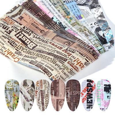 China Nail Art Decoration Hot Sale Nail Stickers Newspapers Magazines Sky Transfer Paper For DIY Art Decoration Nail Sky Foil for sale