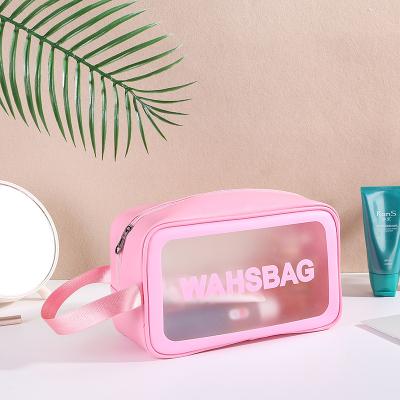 China Fashionable custom logo transparent cosmetic bag for lady outdoor toiletry bag waterproof makeup bag for sale