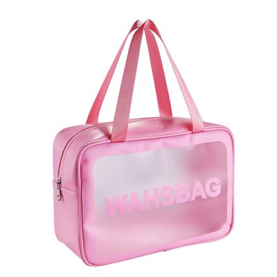 China Fashionable Transparent Cosmetic Bag For Lady Toiletry Bag Large Capacity Storage Makeup Bag Zipper Toiletry Bag Outdoor Waterproof for sale