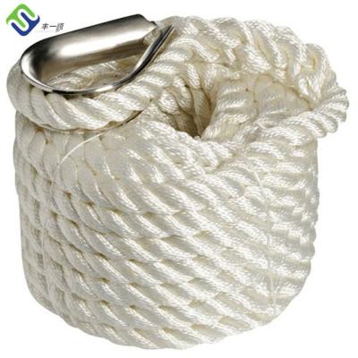 China High Strength 3 Strand Nylon Twisted Rope Marine Rope With Thimble for sale