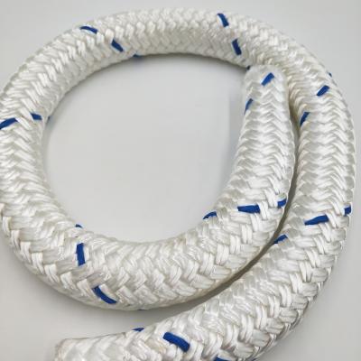 China Cuerdas marinas de doble trenzado de fibra de nylon blanca Cuerdas de amarre en venta