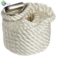 China Three Strand Twisted Nylon Anchor Line 4mm - 50mm Non Floating With Thimble for sale