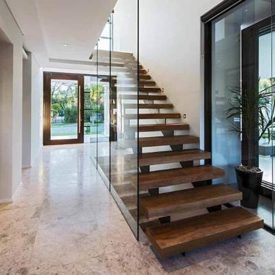 China Modern American Modern ECT Construction Standard Steel Staircase with Wood Treads American Red Oak for sale