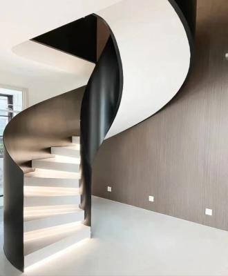 China ECT Modern Staircase Inward-Bearing Stringer Curved Staircase Spiral Stair Hidden Stylish White. for sale