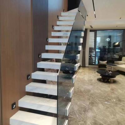 China Modern ECT 2023 Stringer Floating Staircase Steel Luxury Indoor Steel Stairs for sale