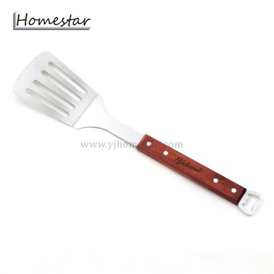 China Easily Cleaned Wooden Handle BBQ Spatula With Bottle Opener for sale