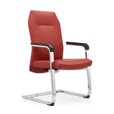 China 2020 New Design Durable Comfortable Office Leather Chair Meeting Chair Chrome Leg With PU Pad for sale