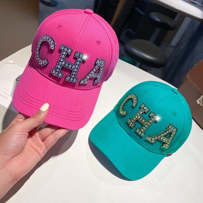 China Fashion Blingbling COMMON High Quality Rhinestone Embellished Female Baseball Caps for sale