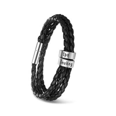 China Real U CLASSIC custom jewelry personalized braided leather men's bracelet custom beads name charm bracelet for men with last names for sale