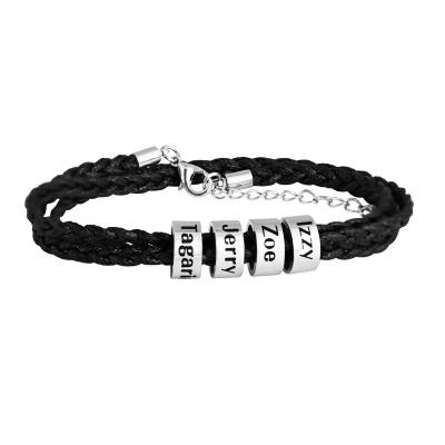 China Wholesale Customized Real U CLASSIC Custom Jewelry Family Name Bead Bracelet Multi Layer Braided Leather Bracelet 2022 for sale