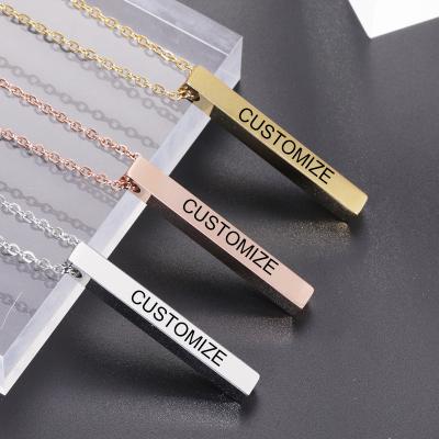 China Wholesale Real U Fashion Bar Jewelry Custom Necklace Minimalist Personalized High Quality Waterproof Necklace Jewelry Gifts For Her for sale