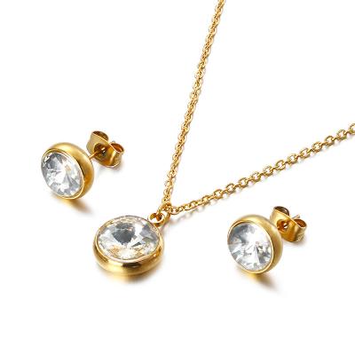 China 2021 Ethnic Real U Statement Jewelry Fine Zircon High Quality Jewelry Sets Fashion 18K Gold Plated Stainless Steel Jewelry Sets for sale