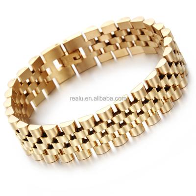 China 2022 Vintage Fashion Jewelry Designer Inspired Fashion Accessories Gold Plated Mens Jubilee Bracelet 15mm 2-Tone Watch Band Bracelet wit for sale