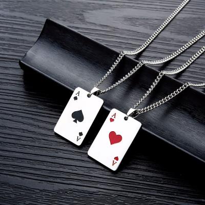 China 2022 Real U Jewelry Ace of Spades TRENDY Stainless Steel Pendant Necklace for Men and Women Shape Jewelry Accessories for Teenagers for sale