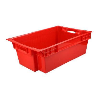 China Solid Mesh Vented Box Food Grade Plastic Food Crates For Meat / Fruits And Vegetables for sale