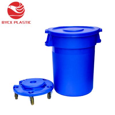 China Sustainable Plastic Round American Style Trash Can Garbage Bin Cart With Lid for sale