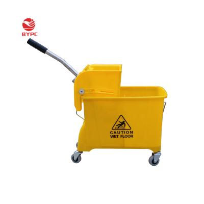 China Commercial Sustainable 20 Liter Plastic Broom Bucket Wringer Bucket Mop With Wheels Handle for sale