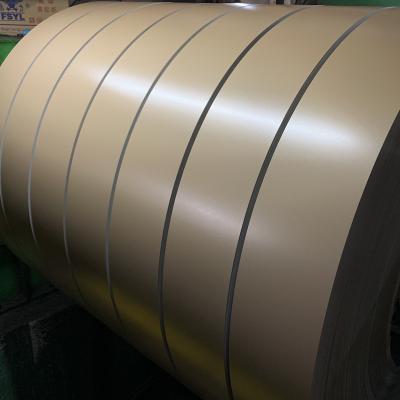 China Rolling Shutter Champagne Solid Color Alloy 3105 H46 PU/PA Prepainted Aluminum Strip Spools For Rolling Shutter for sale