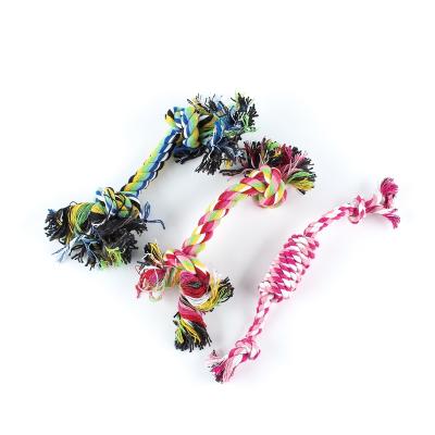 China Viable Double Color Bite Knot Toy Pet Molar Tooth Cleaning Knot Cotton Rope Durable Cotton Rope Chewing Bite Rope Toy for sale