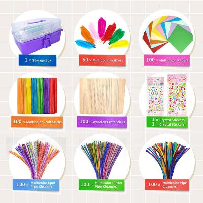 China DIY Eco-Friendly Art Craft Sets Supplies for Kids Pipe Cleaners Glitter Poms Buttons for sale