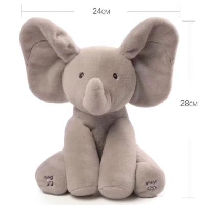 China Plush Peek Music Blanket Eyes Electric Baby Elephant Plush Toy for sale