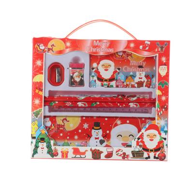 China School Christmas Pencil Ruler Eraser Sharpener Kids Stationery Set For Gift for sale