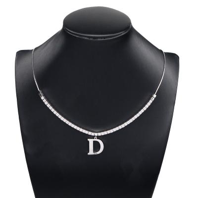 China New CLASSIC Exquisite Women's Letter D Necklace Fashion Micro-encrusted Zirconia Clavicle Chain Jewelry Pendant Necklace for sale