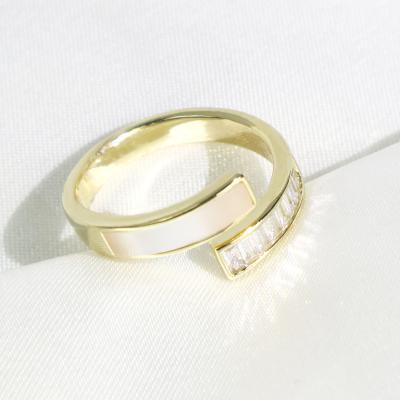 China CLASSIC Fashion Customized Jewelry Shell Cubic Zircon Women's Ring Wholesale Gold Plated Adjustable Wedding Rings for sale