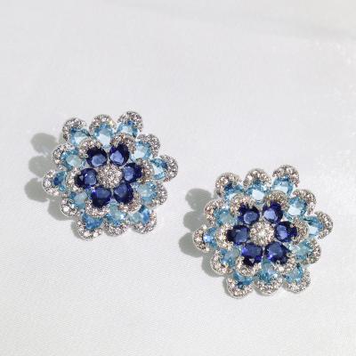 China Wholesale Fascinating Blue Earrings Zircon Style Natural Gemstone Women's Jewelry Earrings Factory Fashion Vintage London Fascinating Blue Earrings for sale