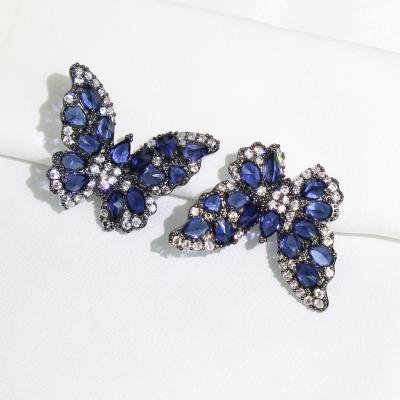 China Wholesale Trendy Turkish Earrings Silver 925 Fine Jewelry Earrings Sterling Zircon Stone Butterfly Earrings Silver For Women for sale