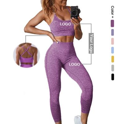 China New Activewear Antibacterial Seamless Yoga Sets Fitness Sports Bra And Tummy Control Workout Leggings Sets 2021 for sale